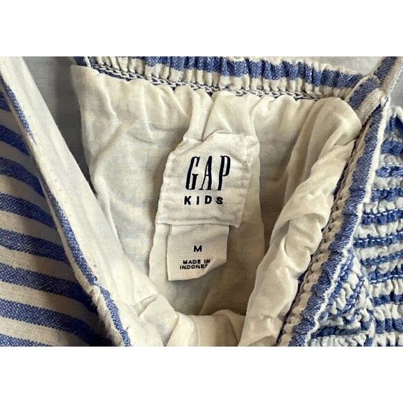 Gap Girls M Dress Blue White Stripe Tank Sleeveless Flutter Strap Woven - Picture 7 of 8